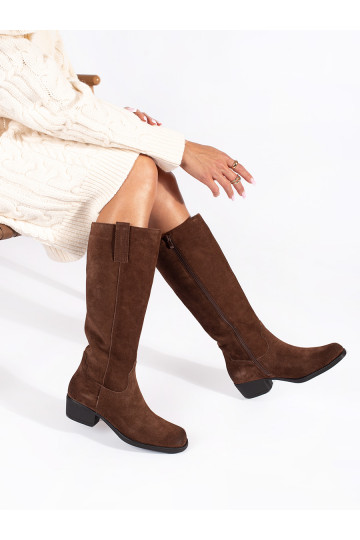 Women s Brown Suede Over the Knee Boots Zazoo 3367 2