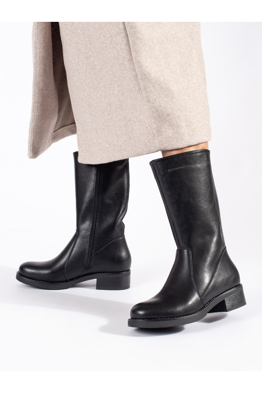 black leather women's boots Sergio Leone