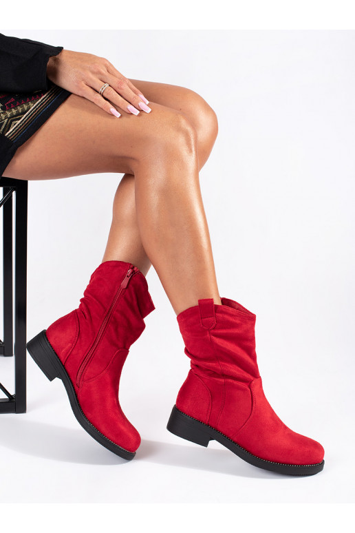 red of suede cowboy boots womens