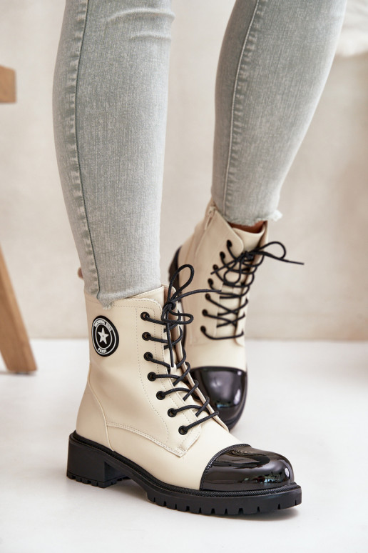 Worker Boots With Zipper Insulated Beige-Black Soratta