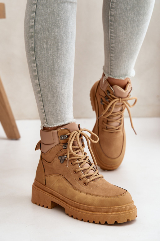 Lace-Up Women's Ankle Boots Camel Rabaria