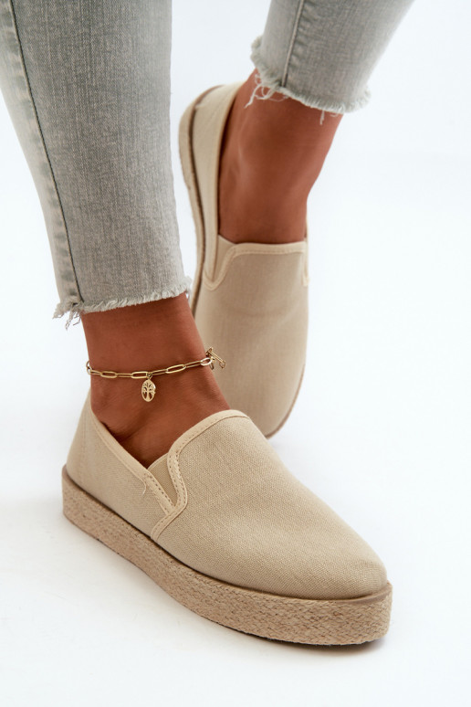 Women's Beige Platform Espadrilles Naloenma