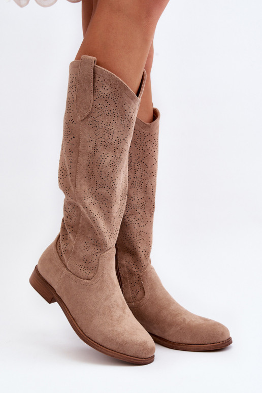 S.Barski HY66-132 Women's Beige Laced Boots