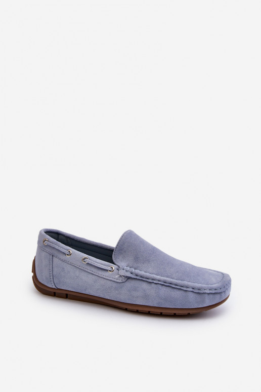 Men's Blue Suede Slip-On Moccasins Rayan