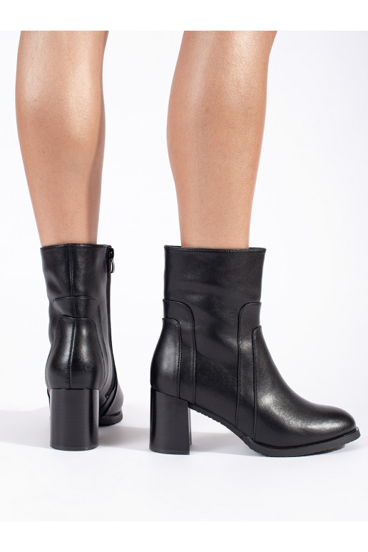 black leather women's boots on the heel Sergio Leone