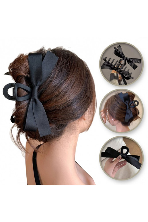 Hair clip, klamra withkokarda Composition:owa black XL 15cm SP333