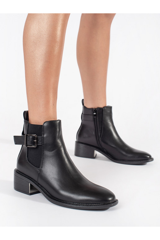 Brown color boots Chelsea boots with buckles womens on highheels