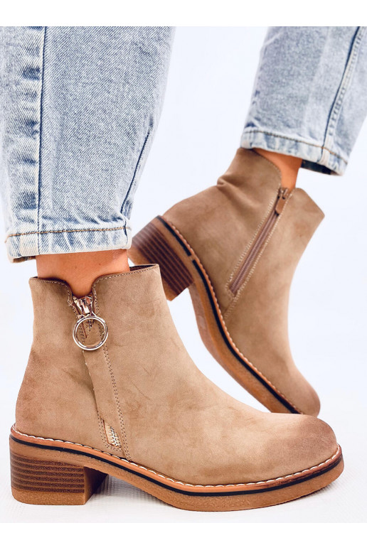 Boots on a low heel nubuk LEVERE khaki colors