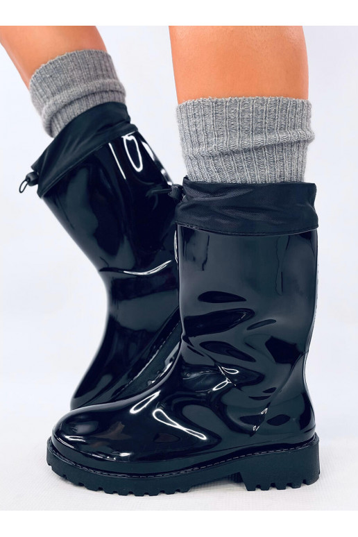 Rubber boots lacquered with drawstring KIFFER BLACK