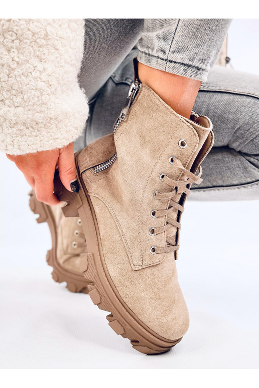 Boots laced on a thick sole HEALY khaki colors