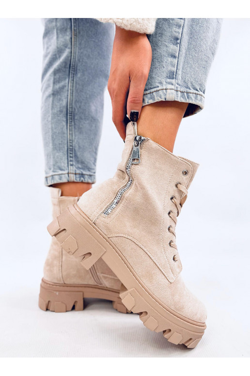 Boots laced on a thick sole HEALY BEIGE