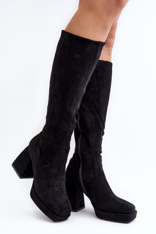 Women's winter boots with chunky heel Black Layala