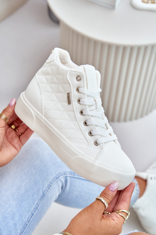 Warmed Women's Sneakers With Stitches White Big Star OO274A479