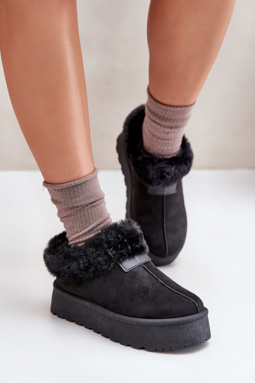 Women's Fur-Trimmed Snow Boots Black Rainsa