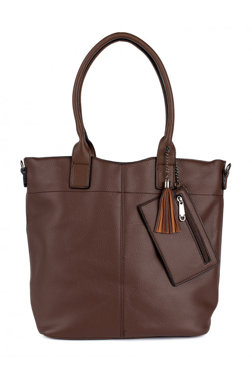 Dark Brown Handbag typu shopper z dodatkowym małym organizerem