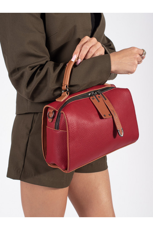 Red Handbag typu trunk z brownmi elementami