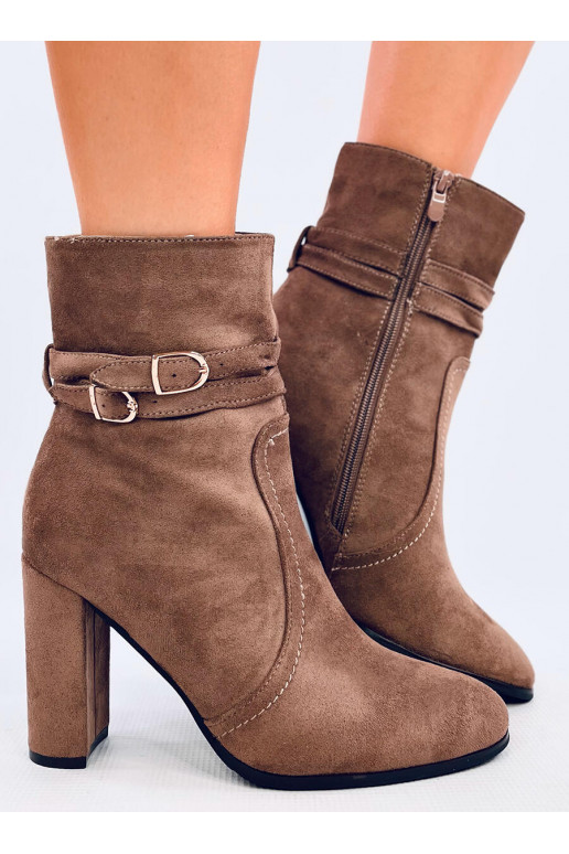 Boots of suede on highheels DIANES khaki colors