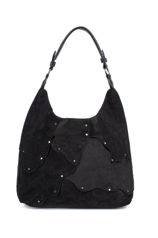 black suede Handbag shopper with rivets