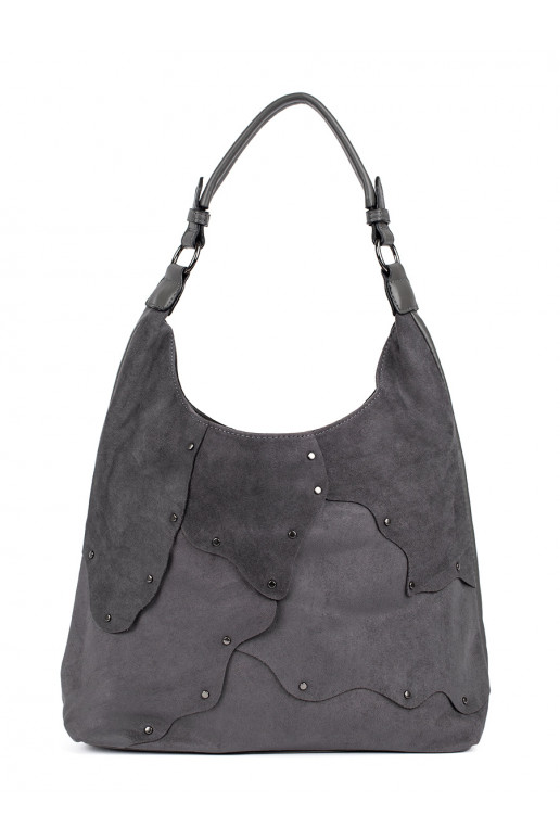 grey suede Handbag shopper with rivets