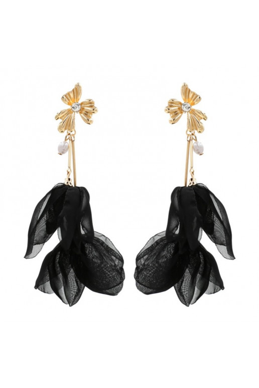 Dangling earrings tiulowe,  withperłą 13 x 5 cm black K1679CZ