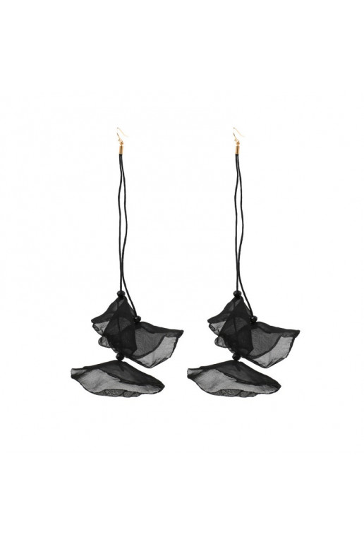 Dangling earrings, efektowne tiulowe withkoralikami 19 x 8 cm black K1680CZ