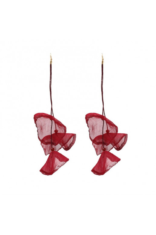 Dangling earrings, efektowne tiulowe withkoralikami 19 x 8 cm bordo K1680BOR