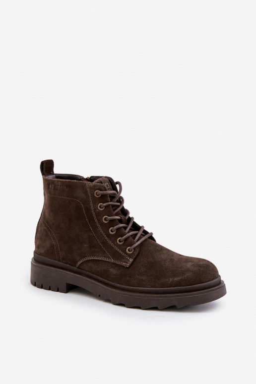 Suede Warm Ankle Boots For Men With Zipper Big Star OO174229 Brown