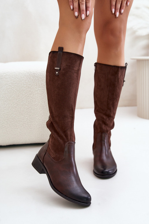 Women's Insulated Knee-High Boots With Zipper Brown Ivasira