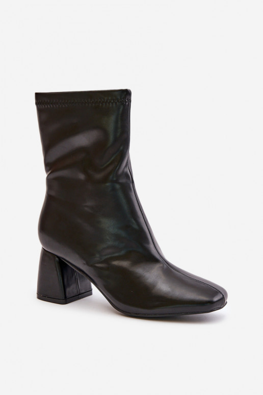 Smooth Women's Ankle Boots On Heel Made Of Eco Leather Black Izariel