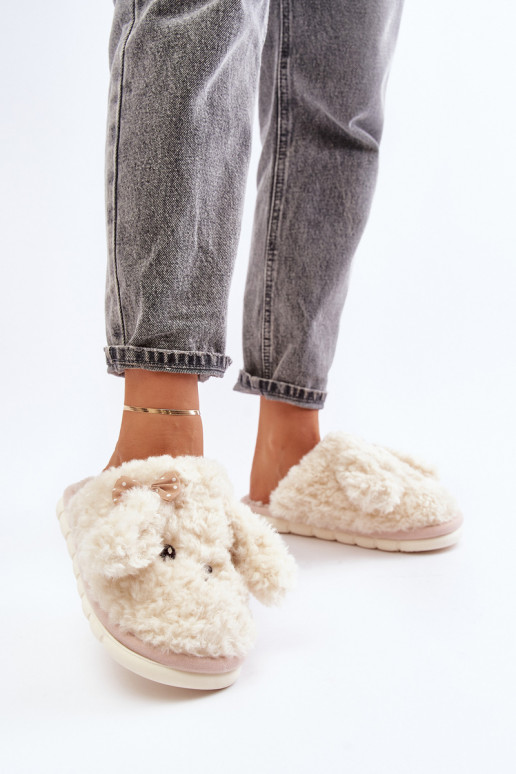 Furry Warm Slippers Women's Beige Falinivia