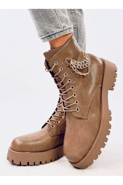 Women's boots with chains TOKIO khaki colors