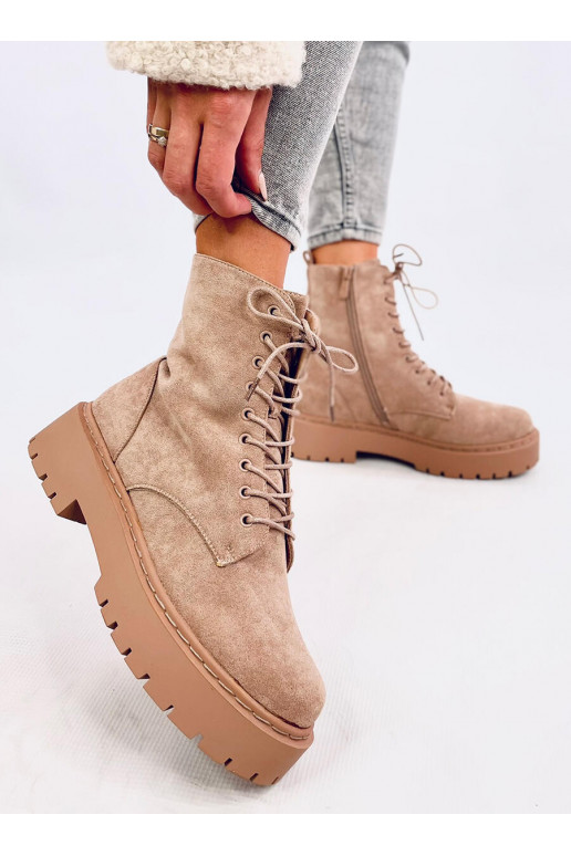 Boots with platform laced BURSE khaki colors