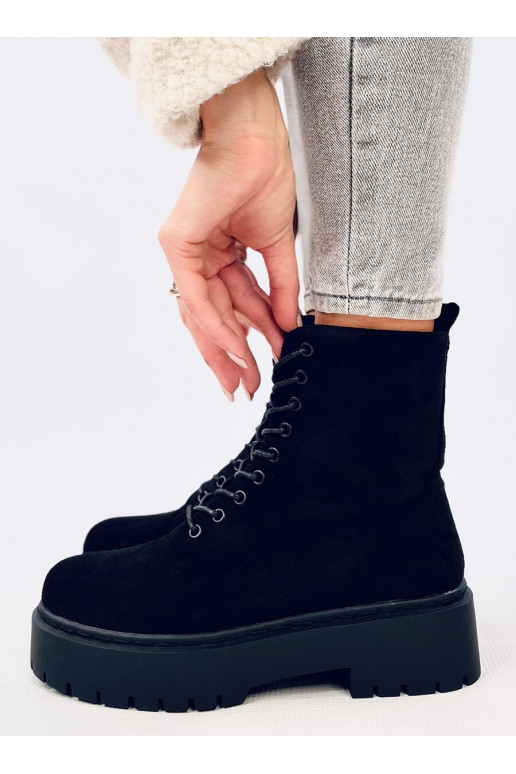 Boots with platform laced BURSE BLACK