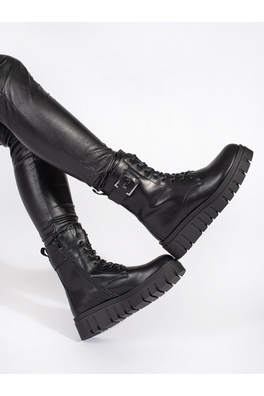 black laced boots with platform