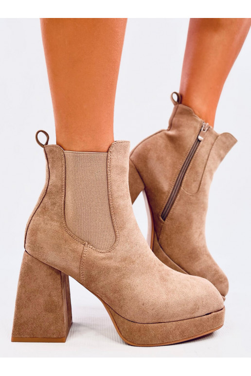 Boots with a wide heel CIARA khaki colors