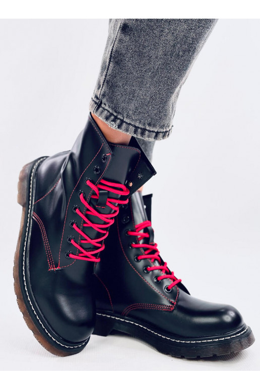 Boots laced with colored thread STUFF BLACKRED