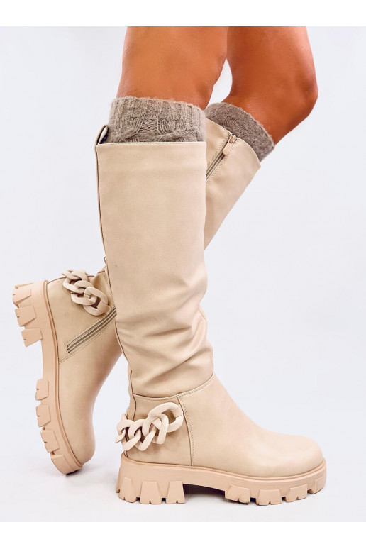 boots womens with chain GUEST BEIGE