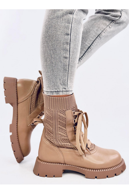 Boots ze sweterkową cholewką TIERR khaki colors