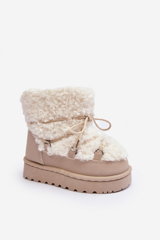 Children's Warm Lace-up Snow Boots Asija Beige