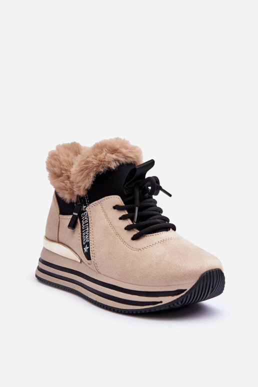 Fur Platform Sport Shoes Beige Jamarie