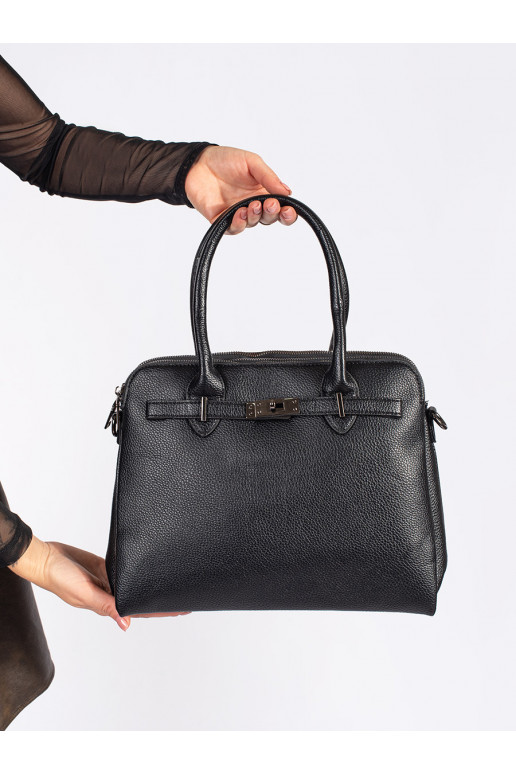 black classic elegant handbag z trzema przegródkami