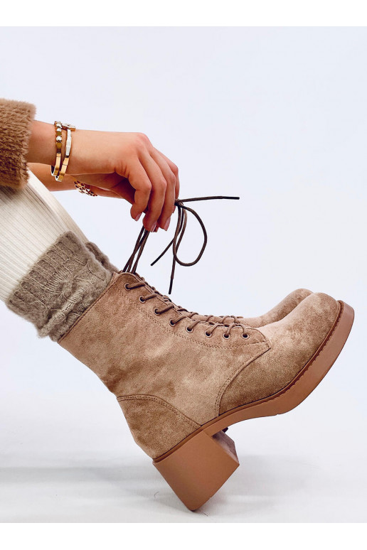 Boots laced on highheels MAYFIELD khaki colors