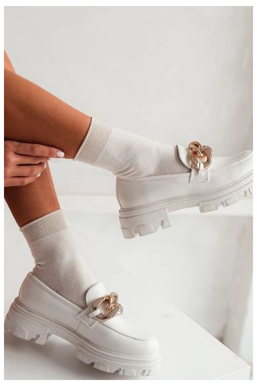 Ladies Cotton Socks With Lurex Cuff Ecru