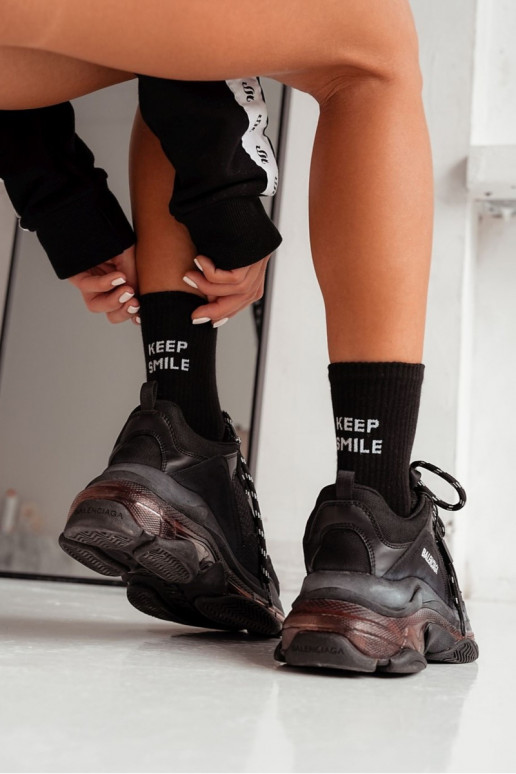 Women's Socks With The Text Keep Smile Black