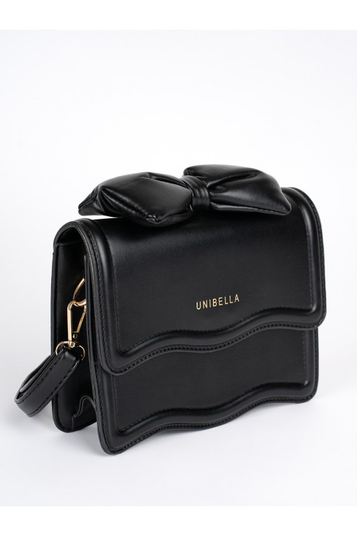 Small black elegant handbag with a bow