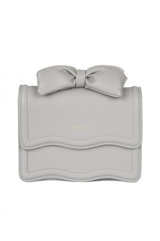 Small grey elegant handbag with a bow