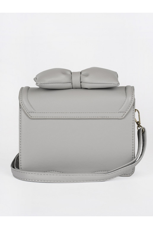 Small grey elegant handbag with a bow