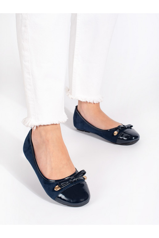 dark blue flat ballerinas z lakierowanym noskiem