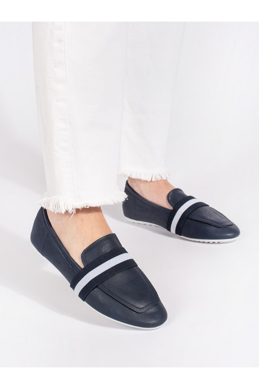 dark blue elegant ballerinas slip-on