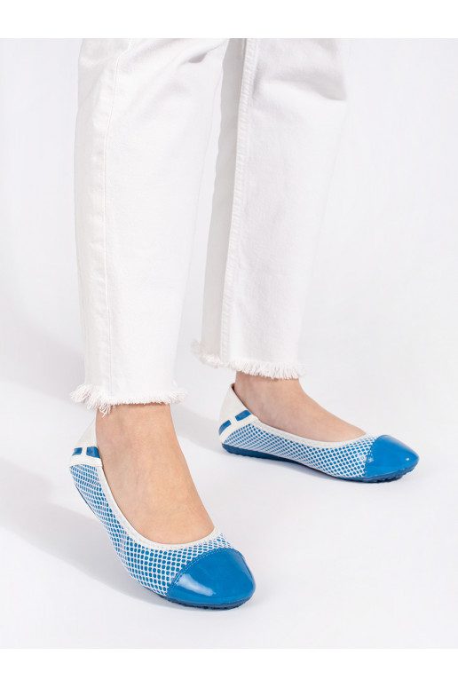 White-blue miękkie ballerinas with elastic band